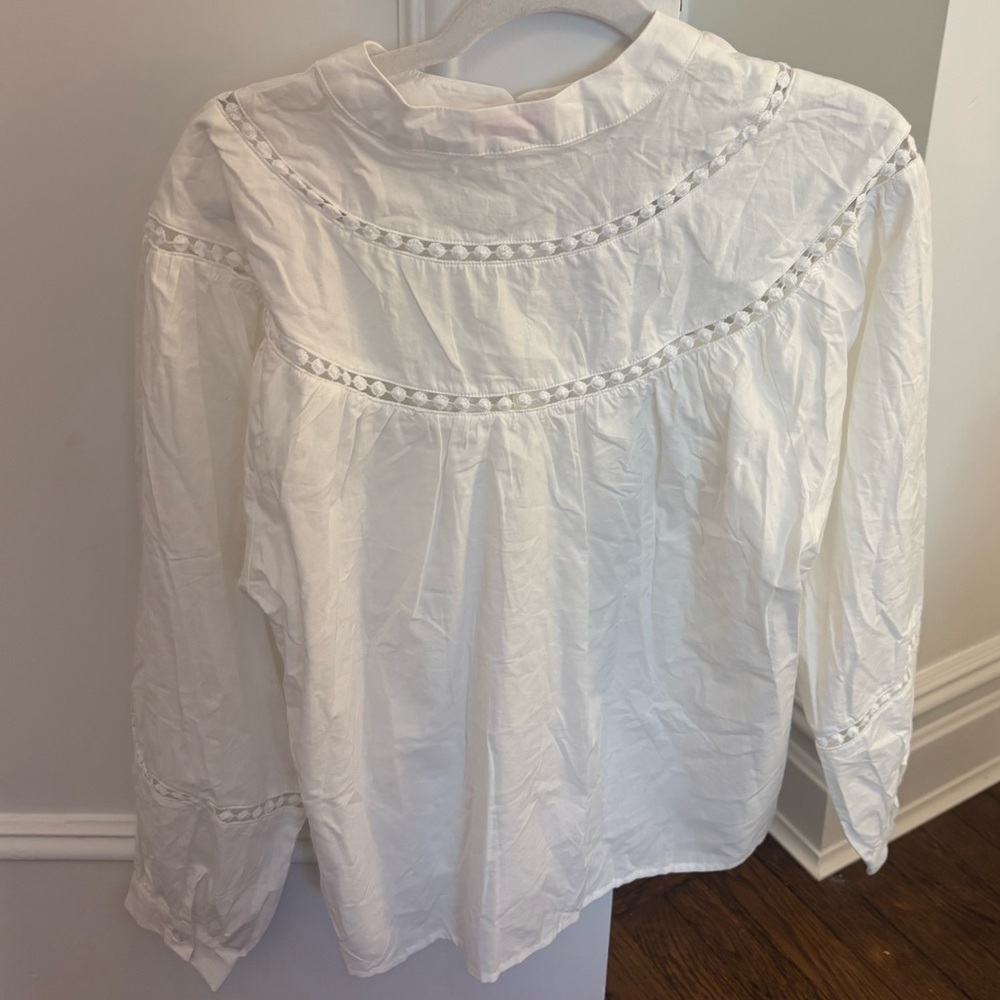 Pink Lily White Embroidered Yoke Peasant Blouse - Picture 2 of 3